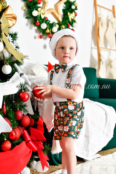 "Jolly Gingerbread" Suspender Shorts