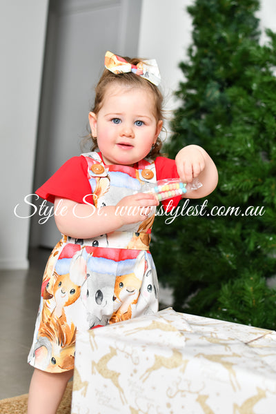 "Koala Kringle 2.0" Children's Overalls & Flutter Sleeve Top Set