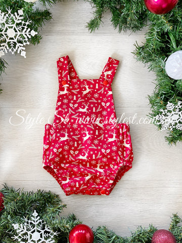 "Red Rudolph” Baby Romper