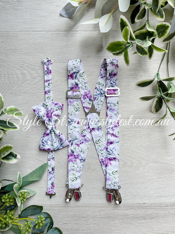 "Royal Blossom" Adjustable Suspenders & Bow Tie Set