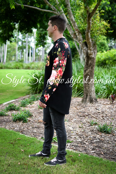 "Twilight Blossom" Men's Long sleeve Raglan Tee