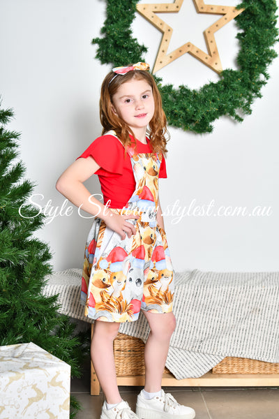 "Koala Kringle 2.0" Children's Overalls & Flutter Sleeve Top Set