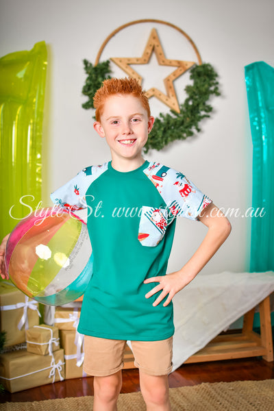 "Summertime Santa" Children's Raglan Tee