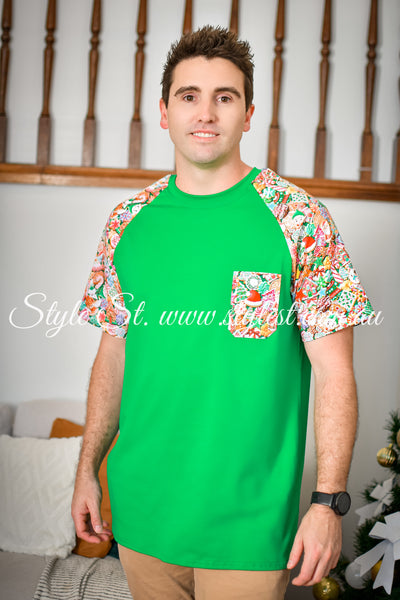 "Santa's Sweets" Men's Raglan Tee