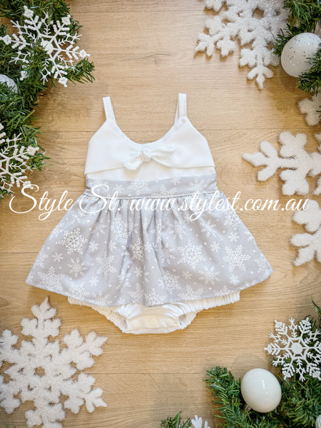 "Silver Snow" Dress Romper