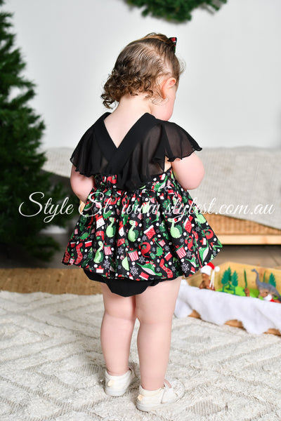 "Santa-Saurus" Dress Romper