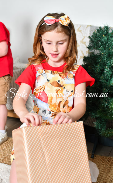 "Koala Kringle 2.0" Children's Overalls & Flutter Sleeve Top Set