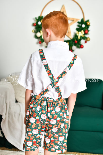 "Jolly Gingerbread" Suspender Shorts