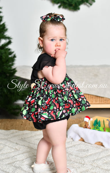 "Santa-Saurus" Dress Romper