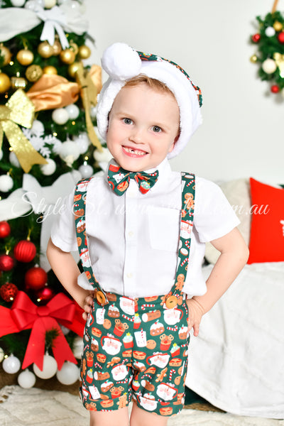 "Jolly Gingerbread" Suspender Shorts