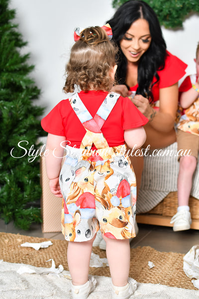 "Koala Kringle 2.0" Children's Overalls & Flutter Sleeve Top Set