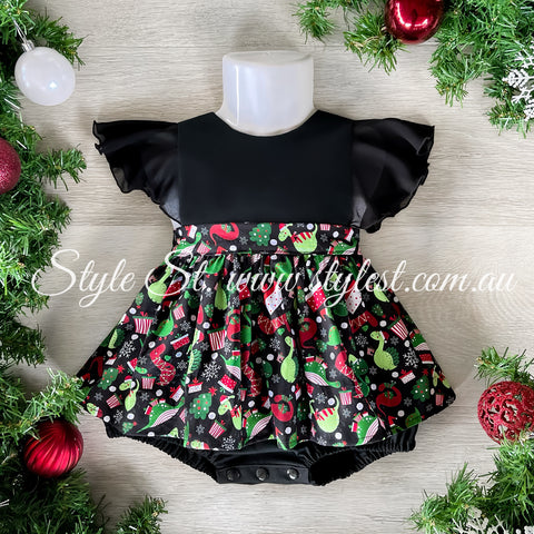 "Santa-Saurus" Dress Romper