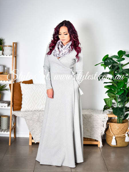 *LIMITED RELEASE* Light Grey Ladies Wrap Dress