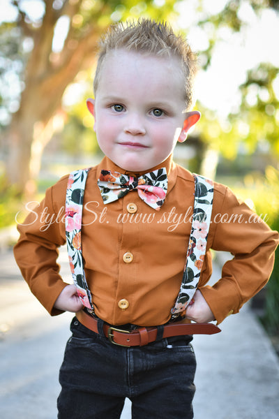 "Marigold Meadows"Adjustable Suspenders & Bow Tie Set