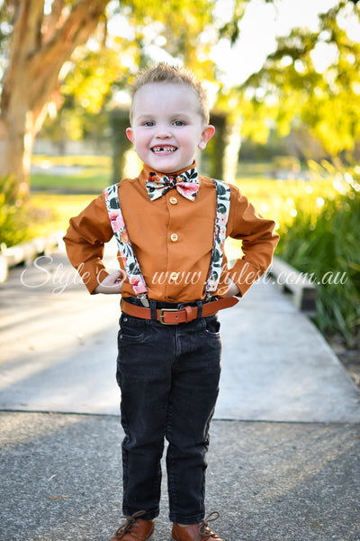 "Marigold Meadows"Adjustable Suspenders & Bow Tie Set