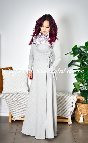 *LIMITED RELEASE* Light Grey Ladies Wrap Dress