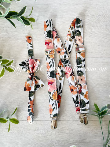 "Marigold Meadows"Adjustable Suspenders & Bow Tie Set