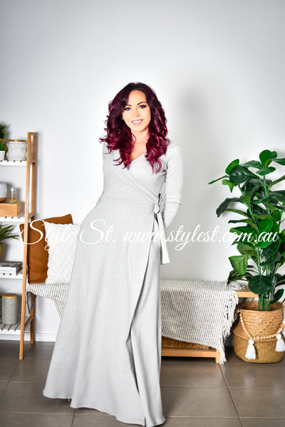 *LIMITED RELEASE* Light Grey Ladies Wrap Dress