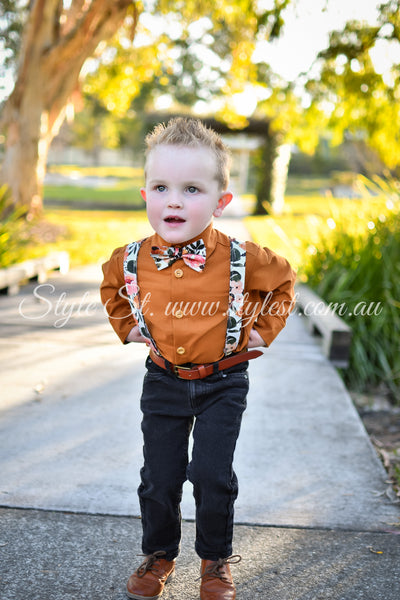 "Marigold Meadows"Adjustable Suspenders & Bow Tie Set