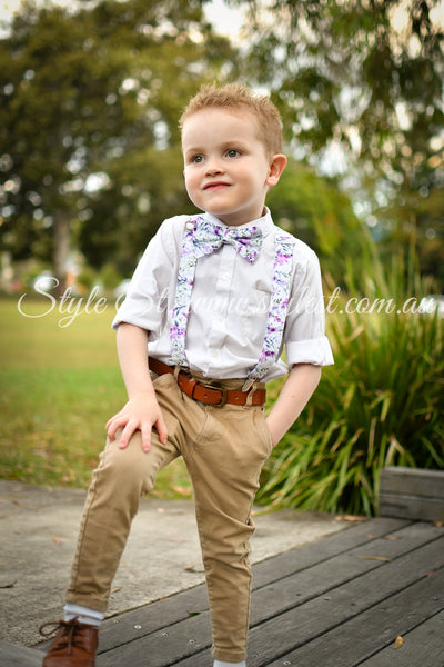 "Royal Blossom" Adjustable Suspenders & Bow Tie Set