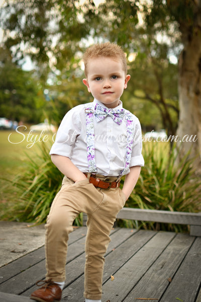 "Royal Blossom" Adjustable Suspenders & Bow Tie Set