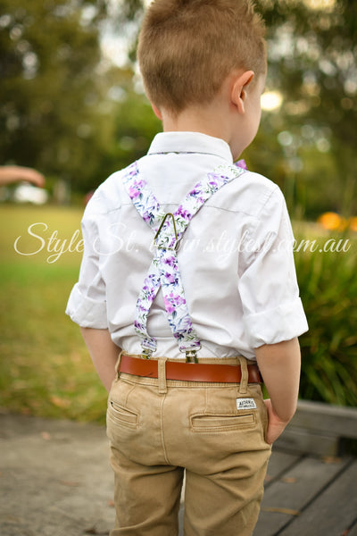 "Royal Blossom" Adjustable Suspenders & Bow Tie Set