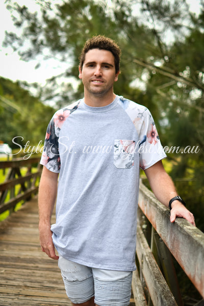 "Blush Bloom" Men's Raglan Tee