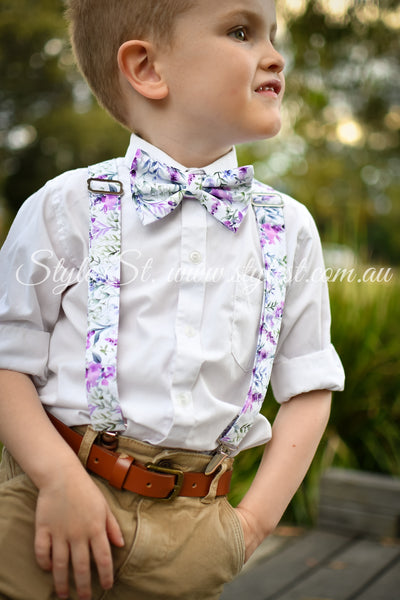 "Royal Blossom" Adjustable Suspenders & Bow Tie Set