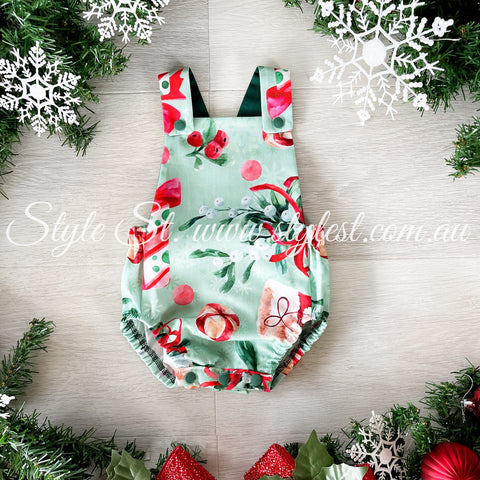 PREORDER "Peppermint Snap" Baby Romper