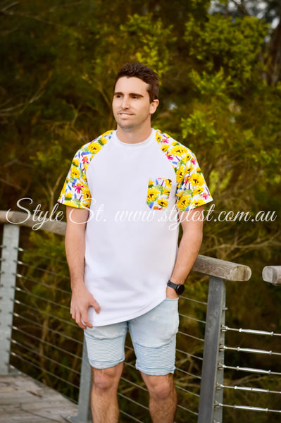 “Sunflower Meadows” Men's Raglan Tee