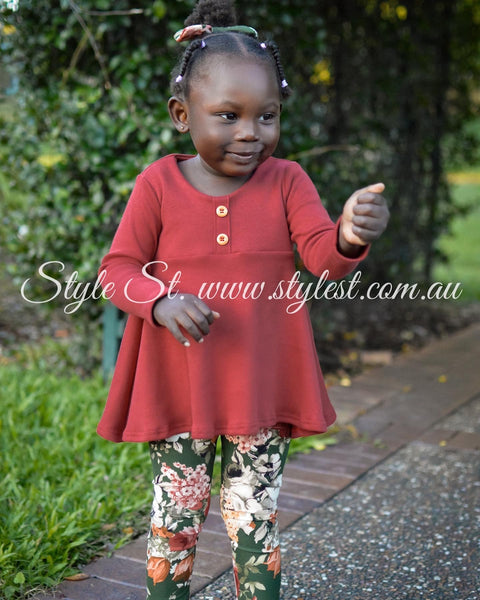 "Winter Fire" Long Sleeved Peplum & Leggings Set