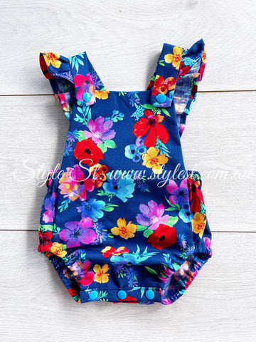 "Blue Iris" Flutter Romper