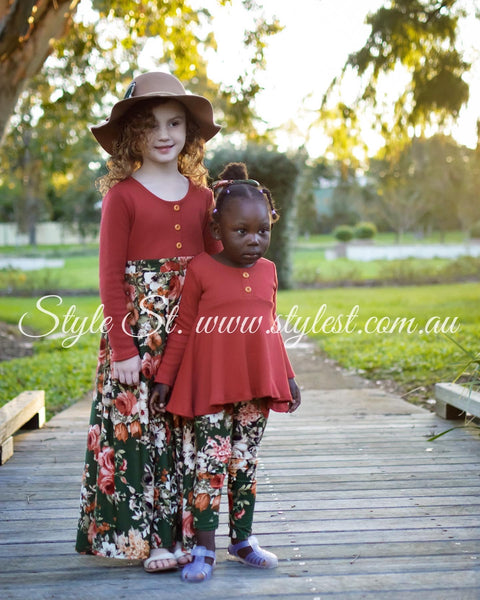 "Winter Fire" Long Sleeved Peplum & Leggings Set