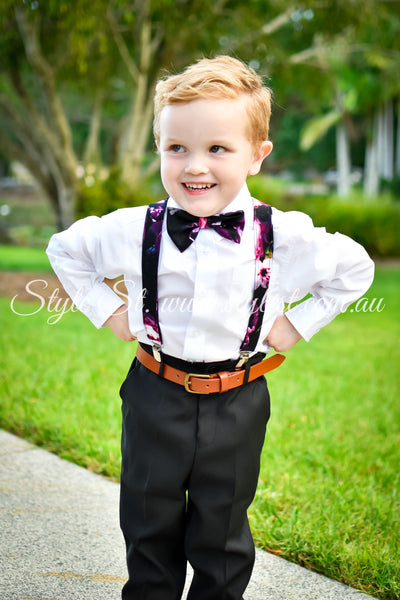 "Little Black Dress” Adjustable Suspenders & Bow Tie Set