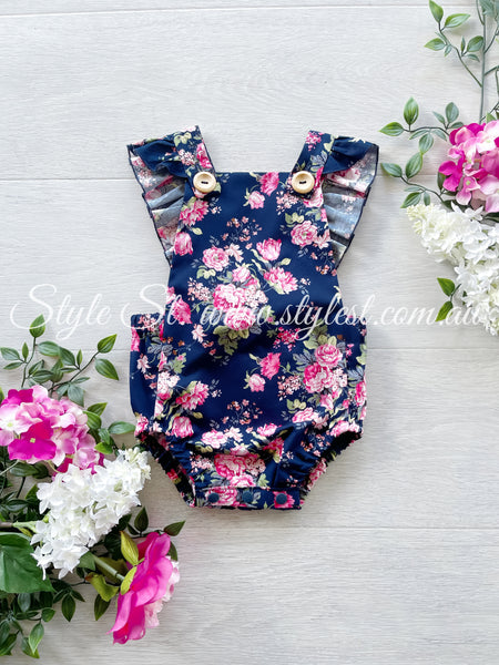 "Raspberry Kiss” Flutter Romper