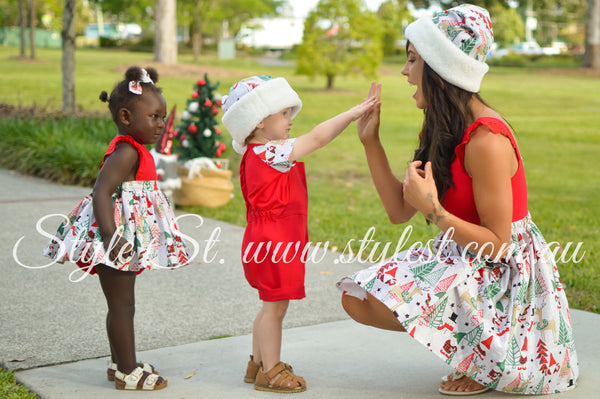 "Happy Holidays" Overall Romper