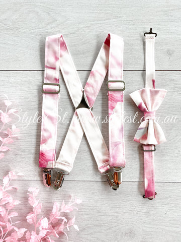 "Pink Perfections" Adjustable Suspenders & Bow Tie Set