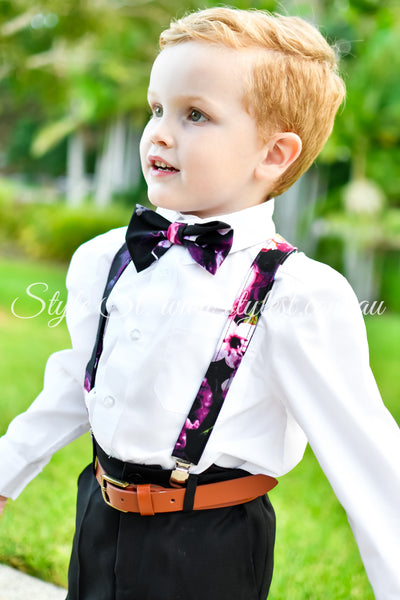 "Little Black Dress” Adjustable Suspenders & Bow Tie Set